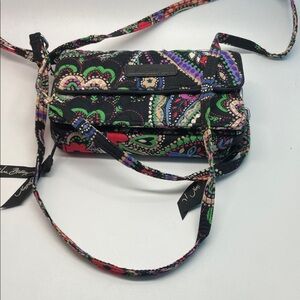 Vera Bradley Black and Green Patterned Crossbody Bag
